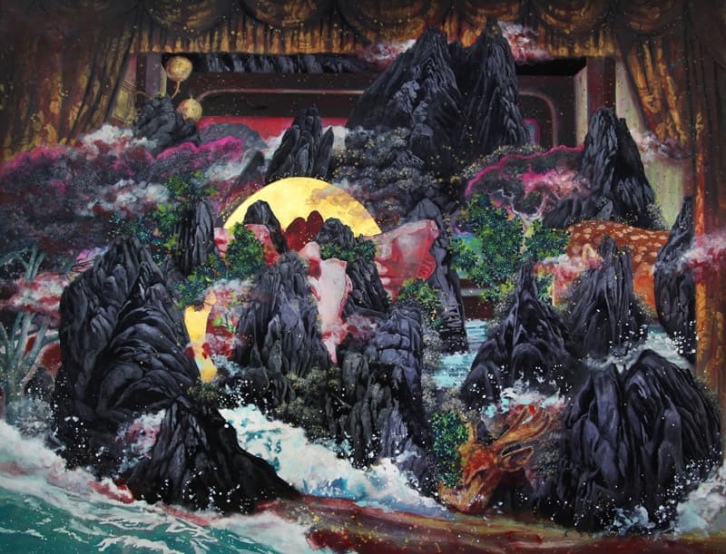 라오미, 극장국가, 장지에 분채_170x130cm, 2019