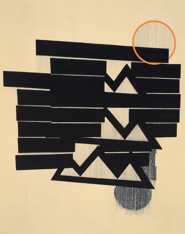 송윤주, 멈춤(不動) 한지에 먹, 안료, 스크래치 90.9×72.7cm 2017