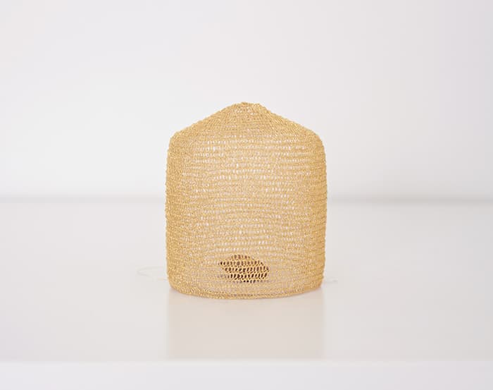 net_no.5_gold thread, particle from seed, knitting coaster_various dimension_2018
