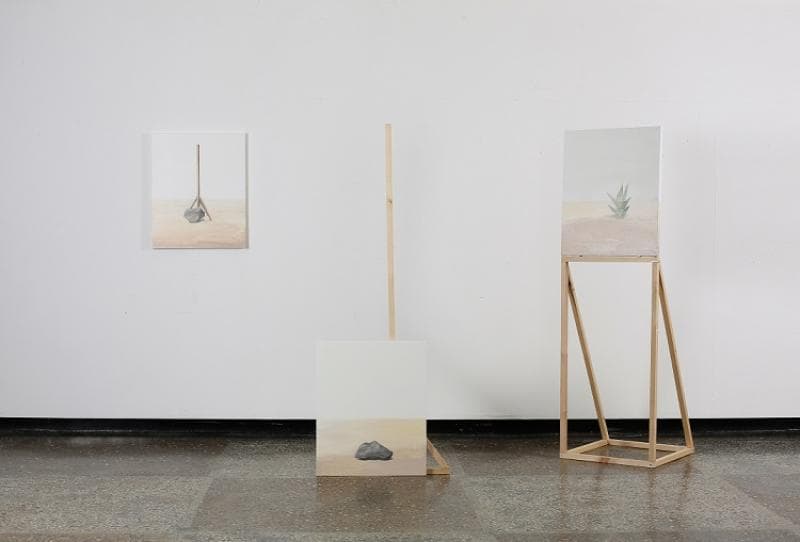 김라연, 계산할 수 없는 목적지 II_variable installation_oil on canvas,wood_2018