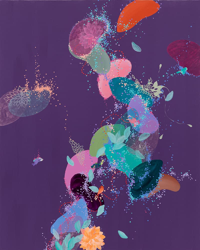 제이미 리, The last cold snap before spring(마지막 꽃샘추위), 2021, 캔버스에 아크릴, 티슈페이퍼, 잉크, 162.2×130.3cm