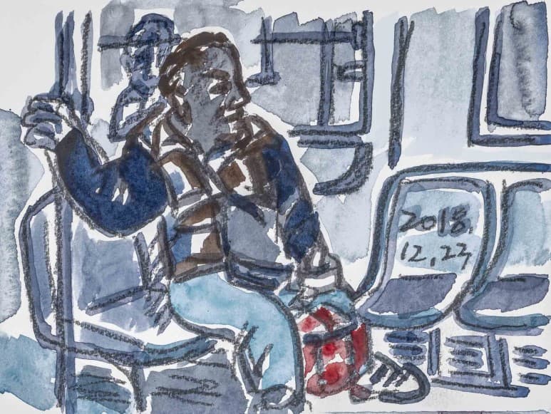 서용선, Brooklyn, 15x20cm, Pencil, Acrylic on Paper, 2018