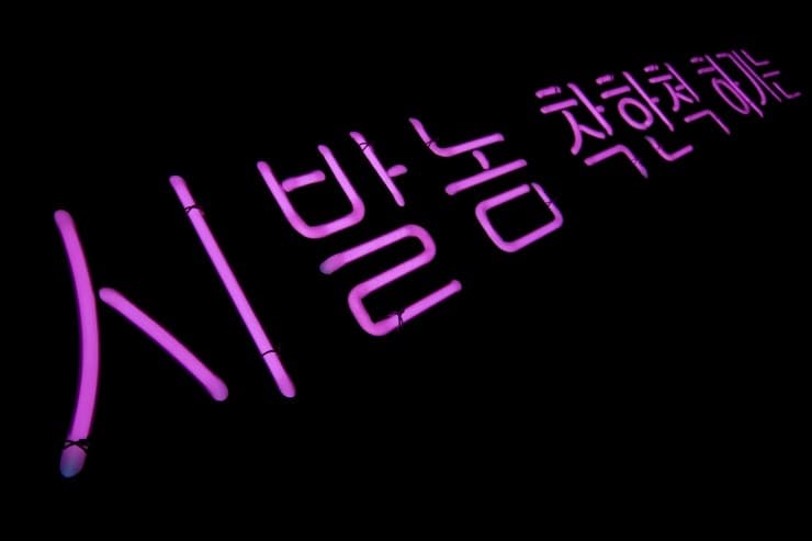 시발놈 착한척 하기는 2014 핑크색 네온 10 x 150 cm