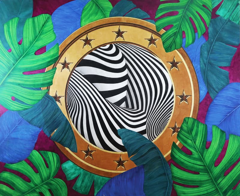 김현하_사유림1_비단에 수묵채색과 혼합재료_162.2 x 130.3cm_2019