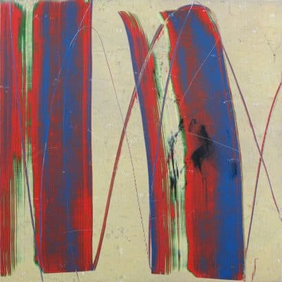 홍정우, 감정의 무게 2017-2, 100x100cm, 캔버스위 아크릴, 중성펜 드로잉 & 긁기, 2017