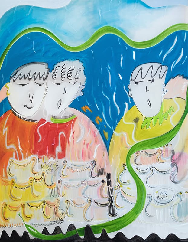 율리아 아이오실존_Three is the Lucky Number_oil on transparent fabric_140x180cm_2020