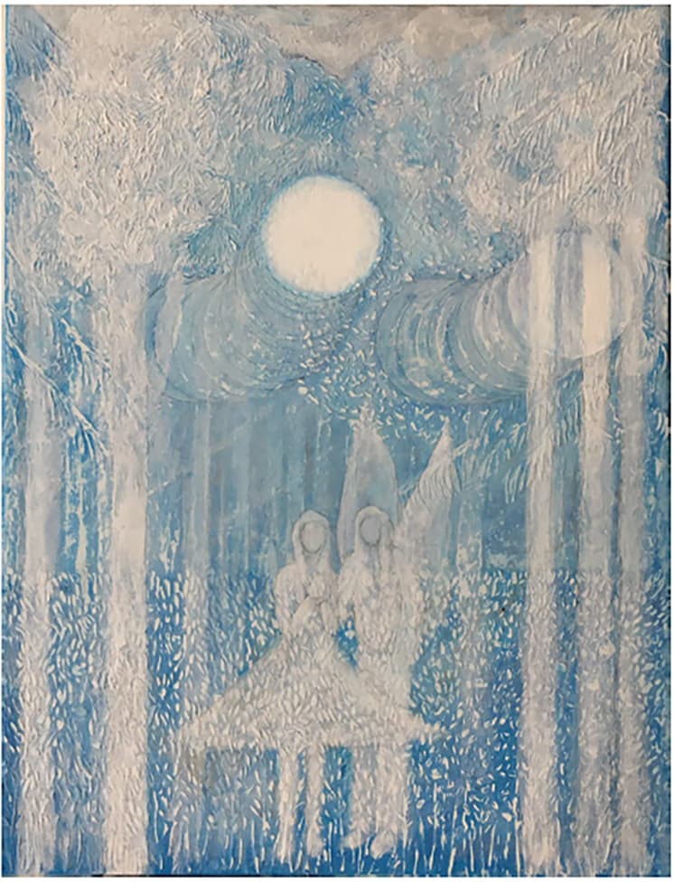 고등어, Pale moon13, 2020, acrylic, mixed medium on canvas, 17.9x25.8cm