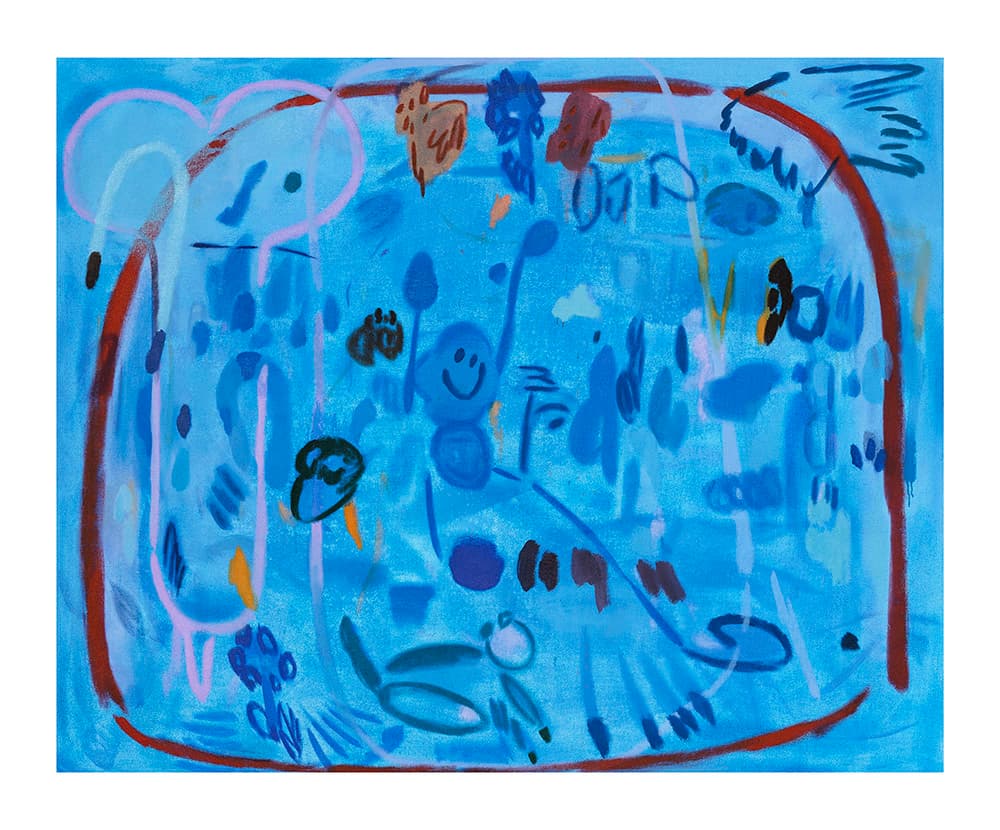 박경률, 〈그림98(청색)〉, 2021. 황마에 오일, 182 x 227 cm.이미지 출처: 원앤제이 갤러리