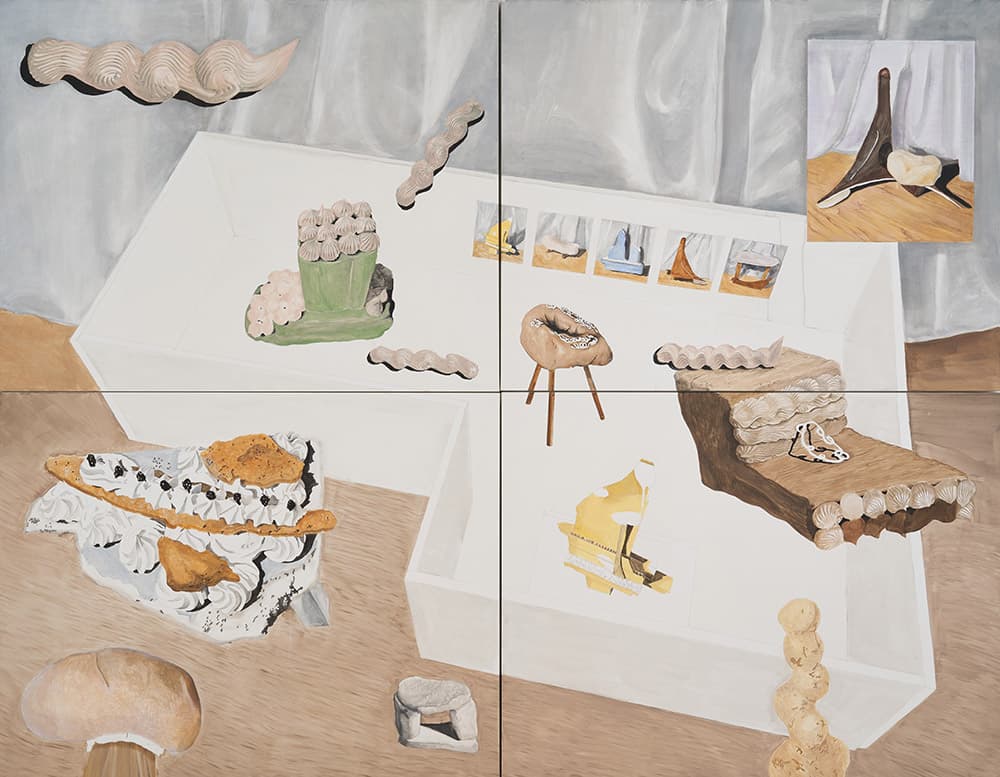 단순한 인용과 참조와 단절된 02, 2022, 캔버스에 아크릴 과슈, 182×233.6cm