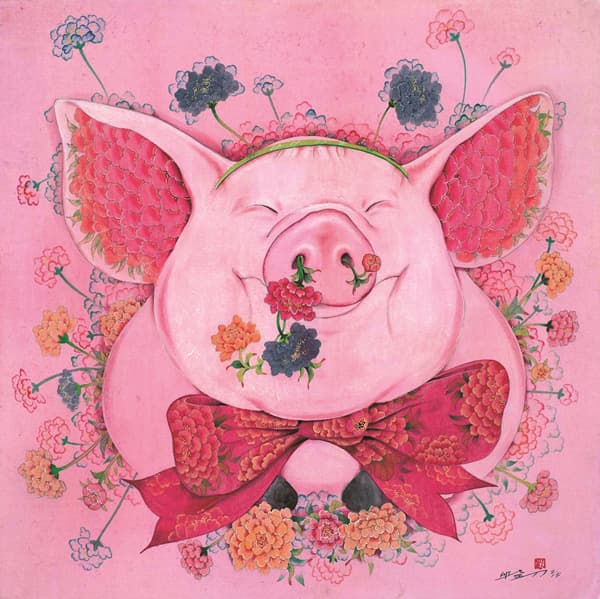 유기준_묘금도부귀도 _50×50cm_한지에 채색_2015