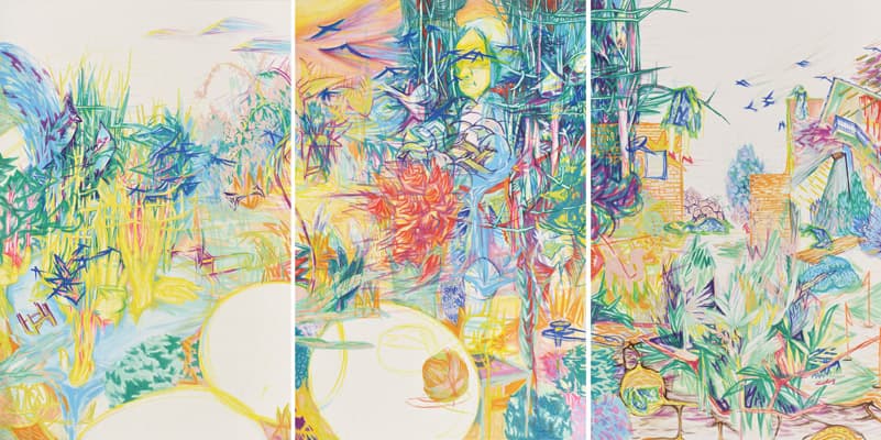 정물 숲, 145.5 x 338cm, 장지에 채색, 2013