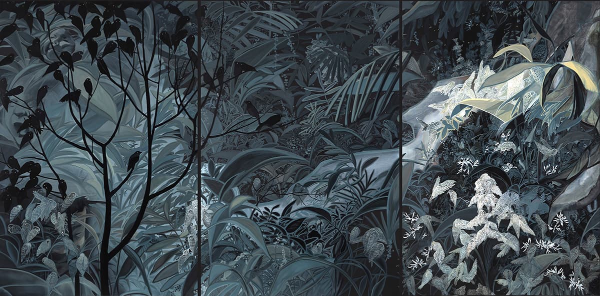 황지윤_존재하지 않는 곳으로 들어가다 4, 5, 6 _캔버스에 유채, 아크릴채색_193.9×391cm_2020