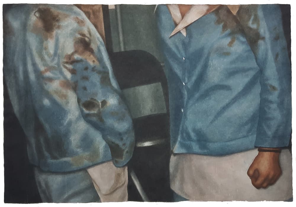 양유연, 얼룩, 장지에 아크릴릭, 198×138cm, 2017