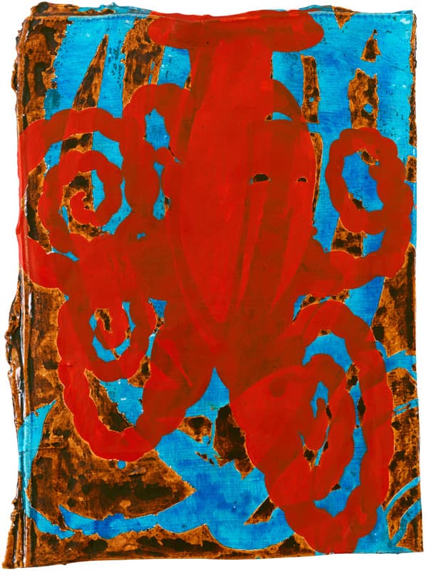 Bo Joseph, Fleurette Africane, 2009, Ink, acrylic, tempera and gesso on leather mounted on panel, 38.4x27.9cm