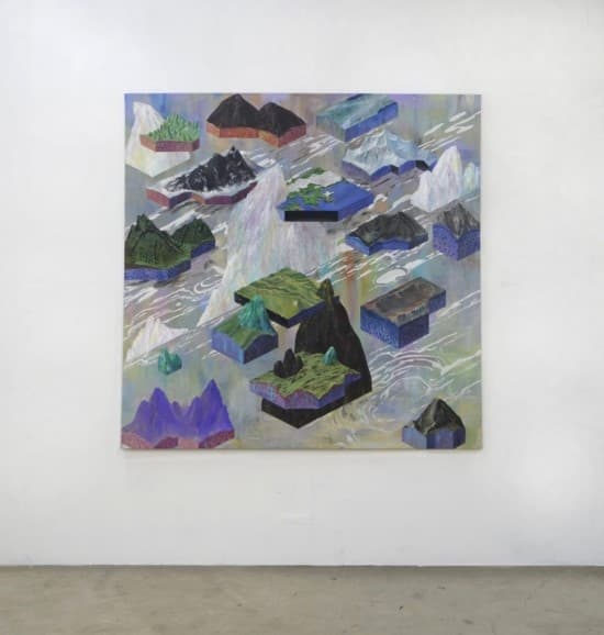 안보미, <흐르는 홍콩>, 1,520×1,520mm, 캔버스에 아크릴릭 및 유화, 2017