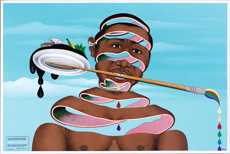 © Chéri Samba, J'aime la couleur, 2010, acrylique sur toile et paillettes, 205 x 305 cm, collection Fondation Cartier pour l'art contemporain, Paris