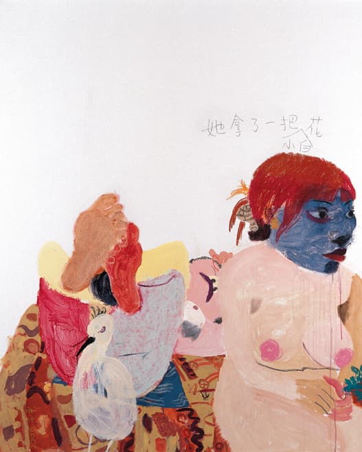 Wang Yuping, She is with Small White Flowers,2006,Oil and acrylic on canvas,150x120cm