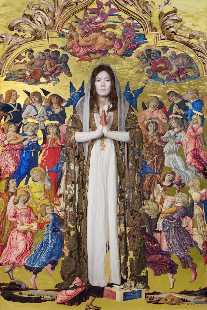 배찬효, Jumping-into-_The-Assumption-of-the-Virgin,-Matteo-di-Giovanni, Gold-Leaves-on-C-Print, 180x230cm, 2018