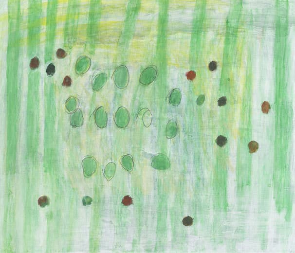 장현주, weeds, 장지에 먹,목탄,분채, 45.5x53cm, 2017