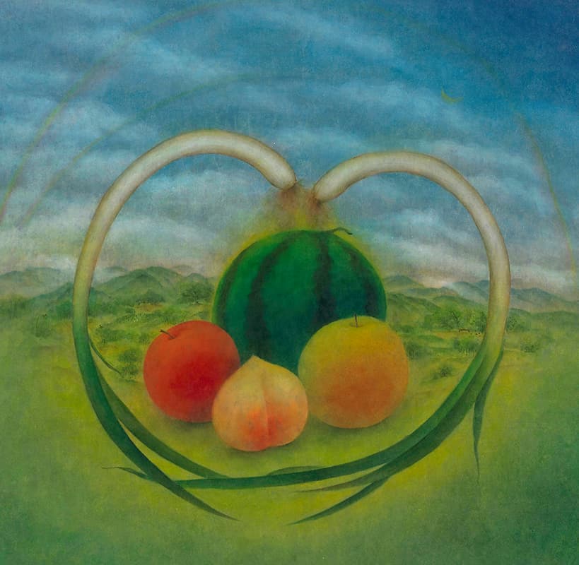 이채연 <가족을 위한 축복> 한지에 분채, 65 × 65 cm, 2021