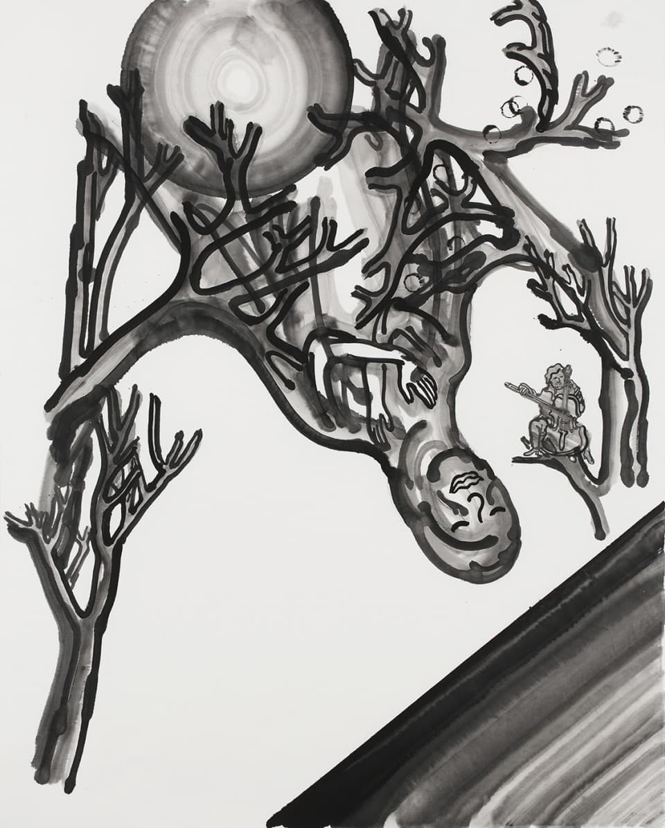 바흐 무반주 첼로모음곡 1번_지본수묵_162x130cm_2017