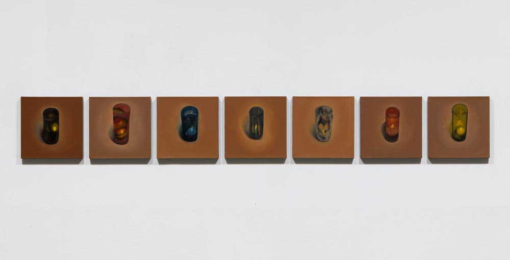 Ex, 2014, oil on linen, 30x30cm, each 7 pieces, Installation view