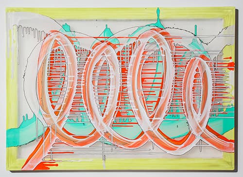 Yoonkyung Park THE SPIRALS 2017, 아크릴릭 채색, 페인팅 마커, 시폰천, 캔버스 프레임, 경첩, 116.8x80.3cm