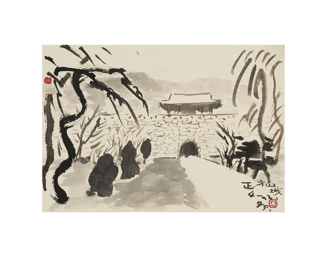 황창배, 무제 Untitled 30×43.5cm 종이에 채색(북한,정방산성) 1998