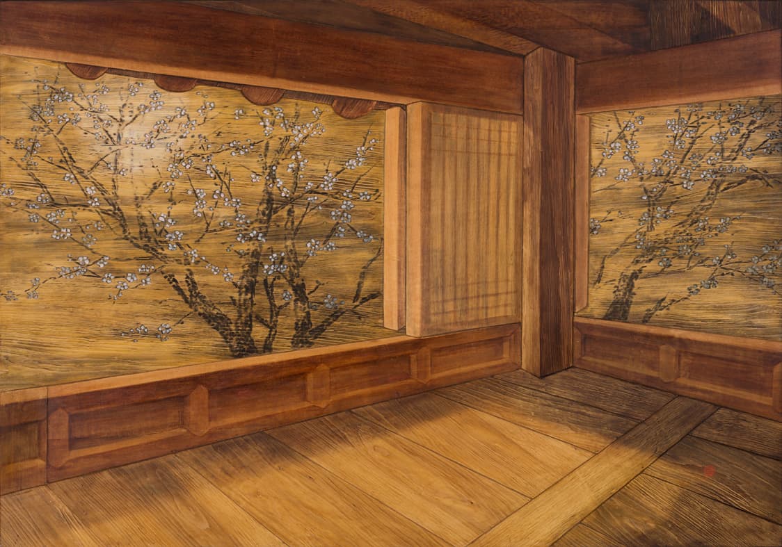 김덕용, <결-제월당>, 2017, 139.5×197cm, 나무에 단청기법