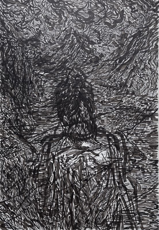 박광수, 검은 숲 속, 2017, 캔버스에 아크릴채색, 162.2x112.1cm