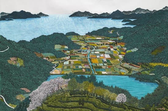 이현열, 보성평야 60 X 90cm  한지 위에 수묵 채색  2015