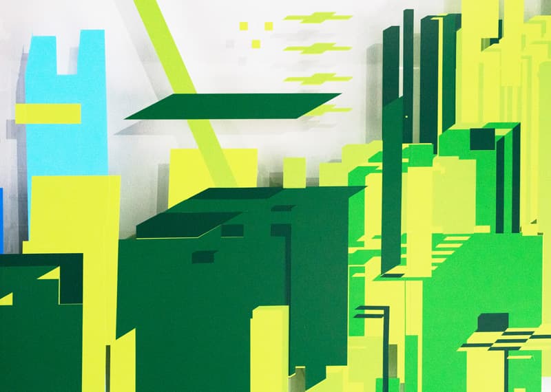 추미림, 9가지 컬러 스펙트럼, 2018, 시트지, 22x3.7m    <두 개의 기둥과 일곱 개의 글자>전 설치 내 작품 세부
