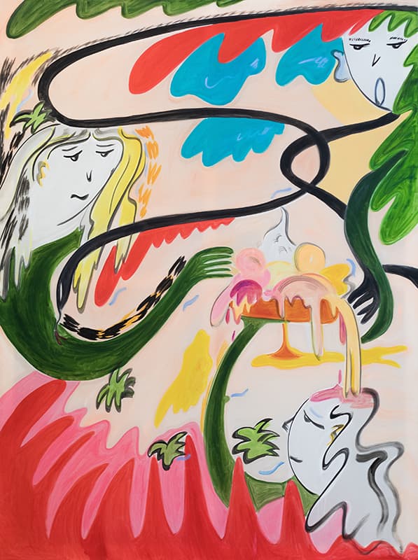 율리아 아이오실존_Delights, Delights_oil on transparent fabric_137x183cm_2020