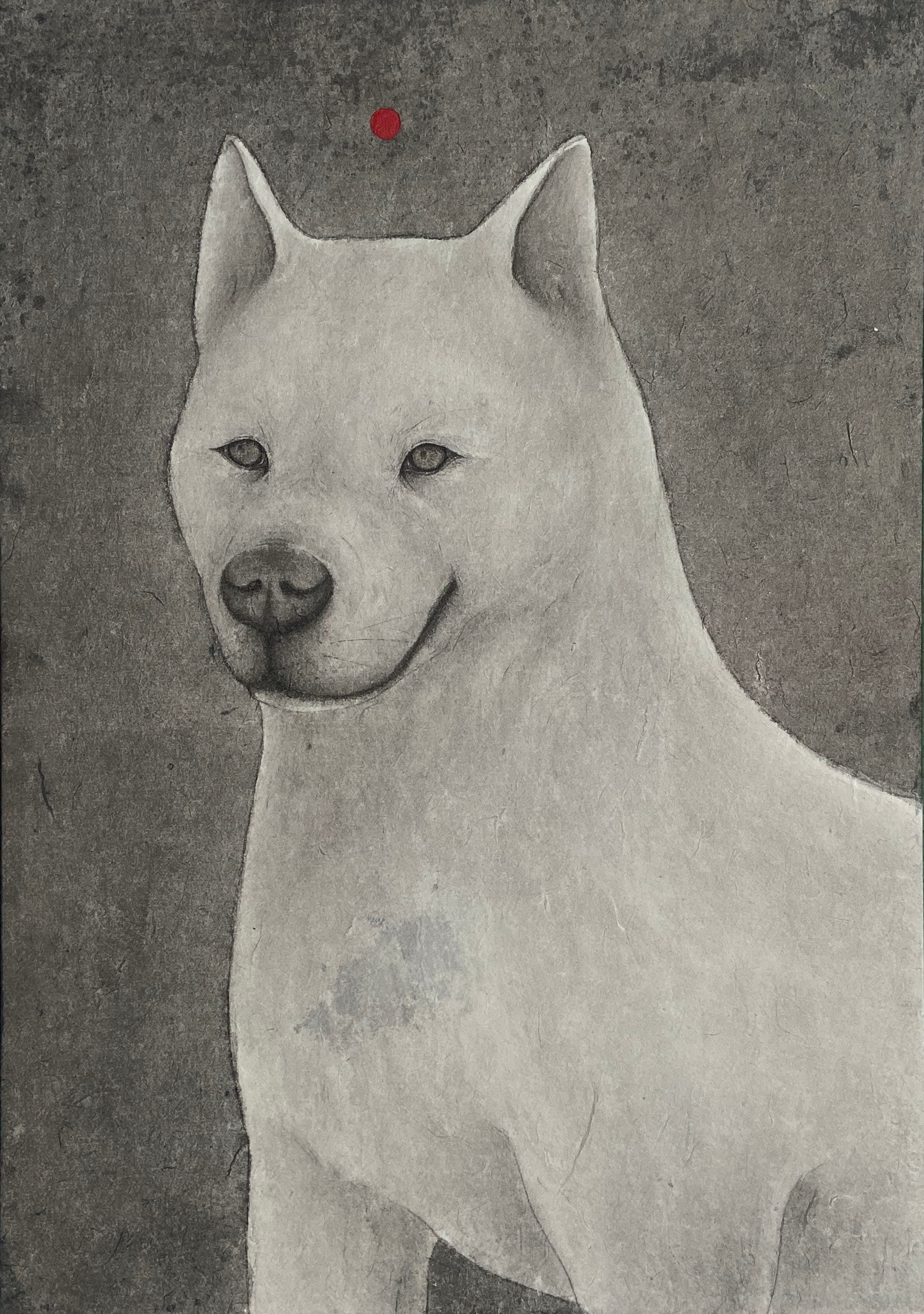 시작과 끝, 장지에 먹과 스프레이, 42×29.5cm,2022.