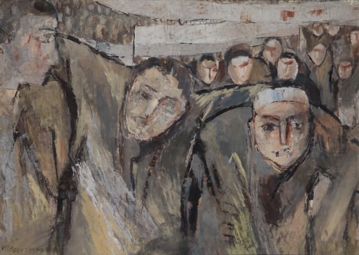 손장섭, 사월의 함성, 1960, 종이에 수채, 47x65cm