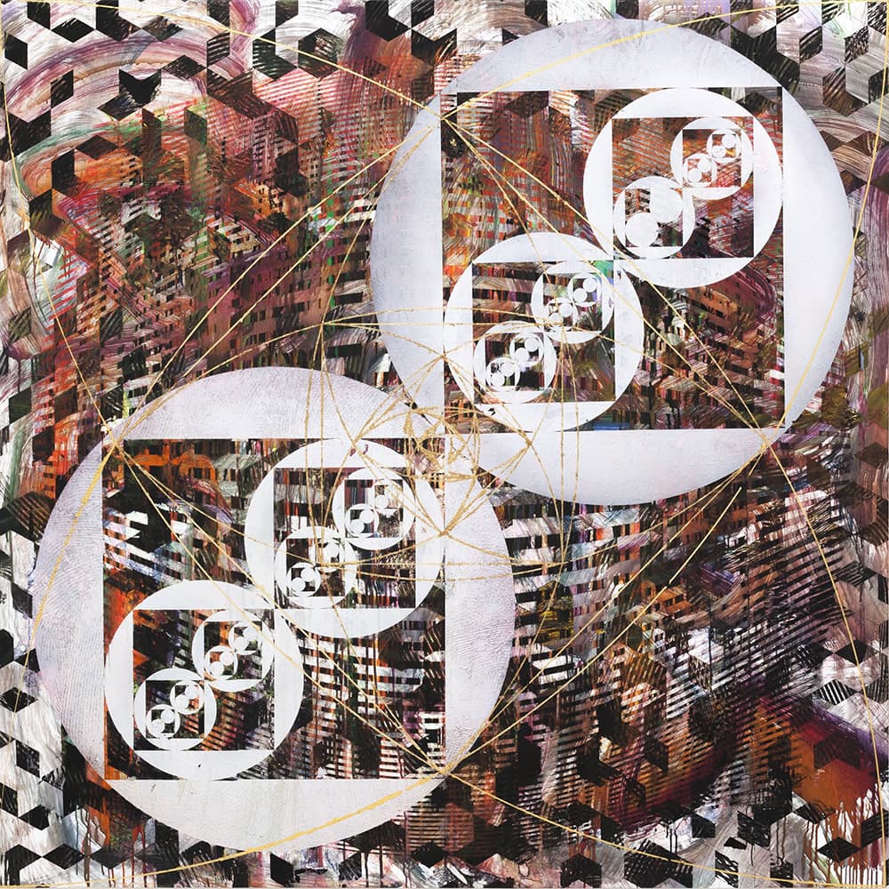 이준아, <Fractal Studies (double moon)>, 2020, 린넨에 아크릴, 192x192cm