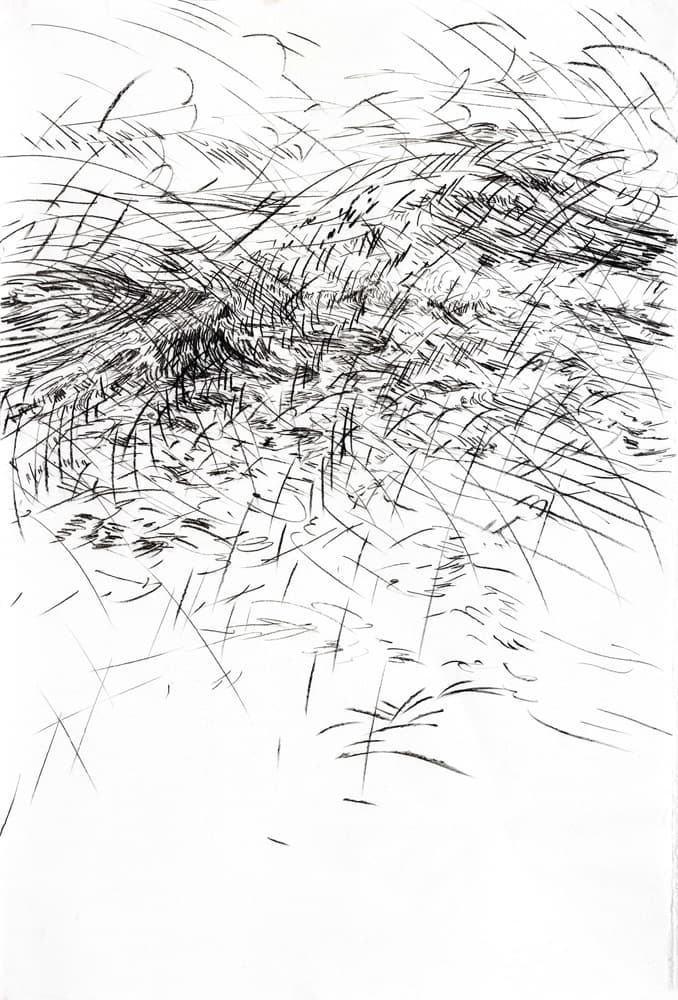 권혜성, <파도들2> 장지에 콘테, 압축목탄, 147x97cm, 2019