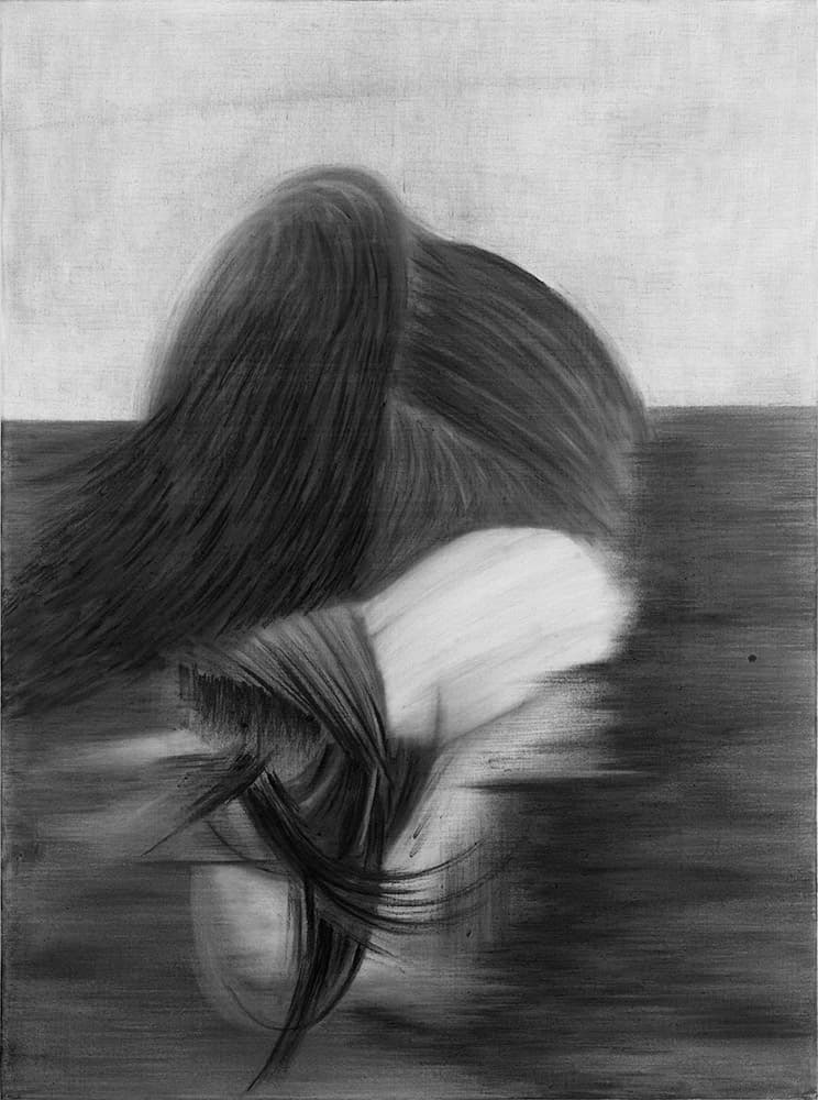 Untitled Floating,130.3x97cm, gouache, charcoal on canvas,2021