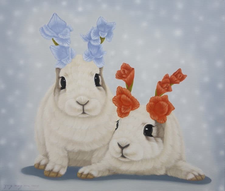 정성원 Antic and rabbits 2017 oil in canvas 53x45cm