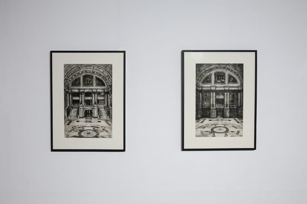 정재연, Lost Corner_North, South, 종이에 에칭, 각 58.5×38cm, 2018