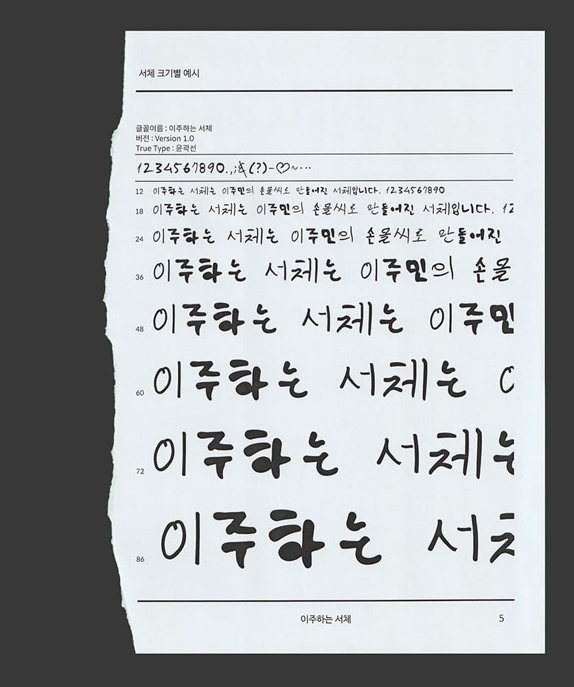 <이주하는 서체> 자료집 페이지05, 2020