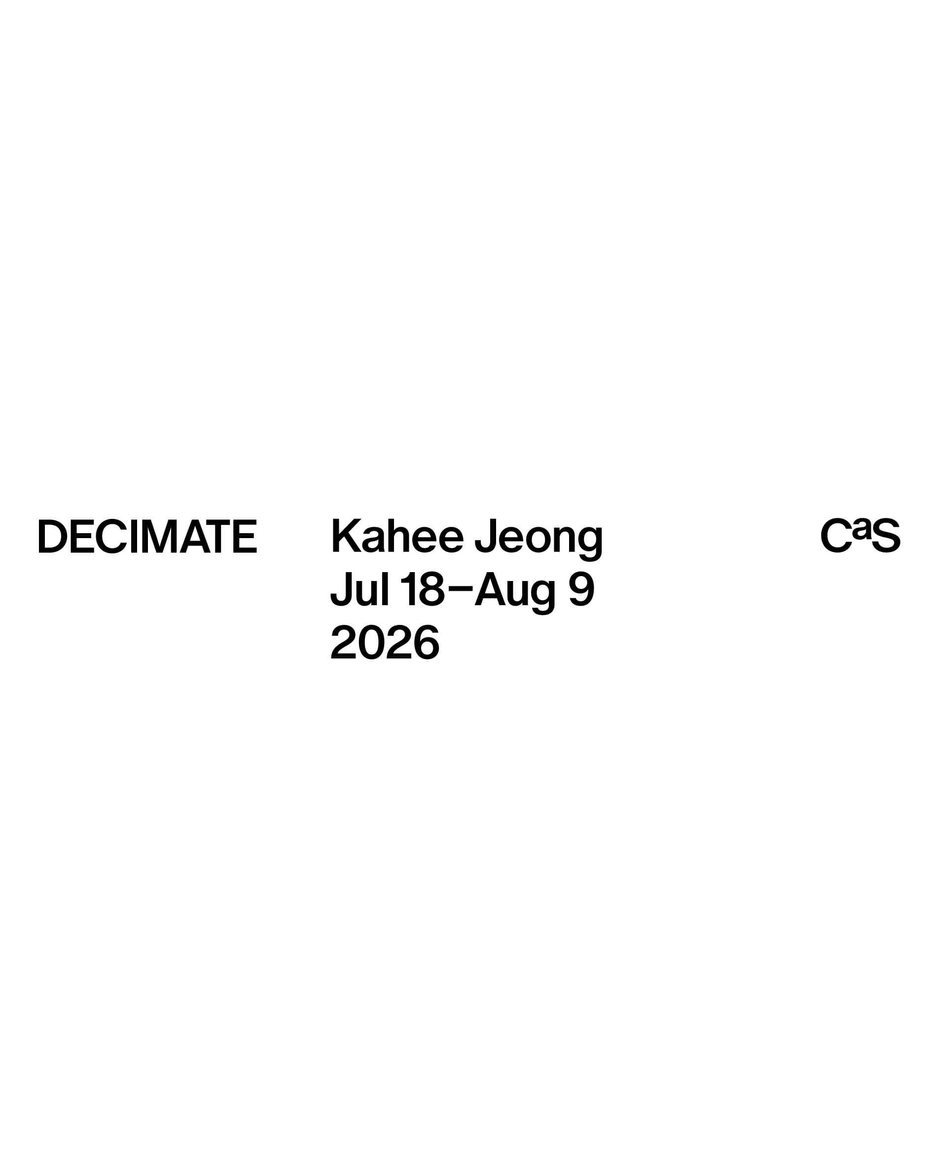 정가희 개인전: DECIMATE 1