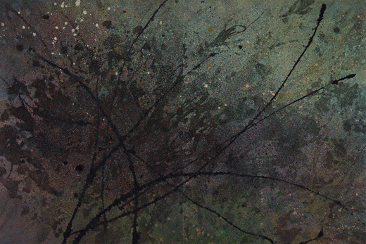 성장 Growth, 칠(漆)판에 옻칠기법 (나무판넬, 소창, 황토, 천연옻칠), 180×120×4.6㎝, 2014~2015