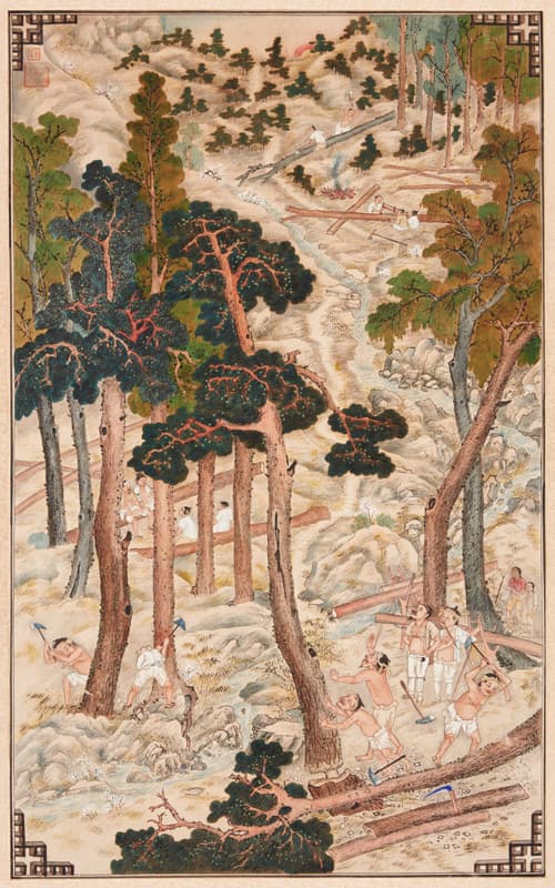 채용신, <벌목도>, 20세기 초, 비단에 채색, 104.9x65cm, 호림박물관 소장