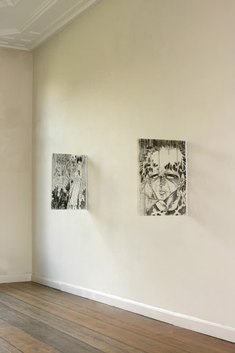 강상우, Rain Brings Misery, pen on acrylic, front; 50×70cm, back; 50×70cm, 2009