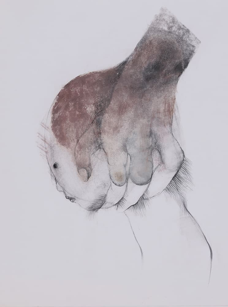 이순주, 〈정신줄〉, 2010. 종이에 혼합재료, 68 x 54 cm