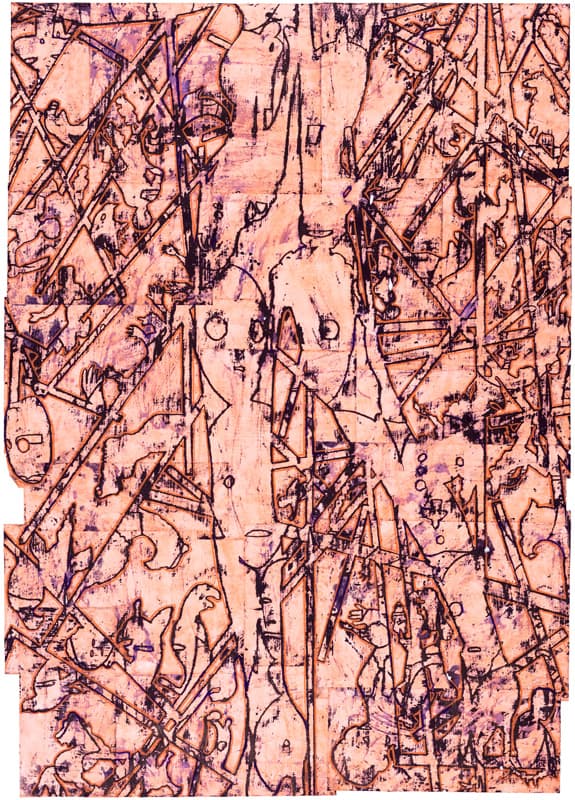 Bo Joseph, House of Mirrors, 2013, Acrylic and tempera on joined paper, 200.7x142.9cm