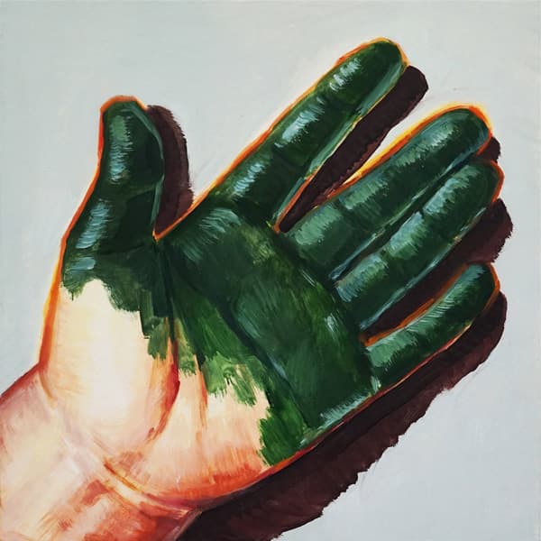 임지민, 녹색 손, oil on paper, 20×20㎝, 2019