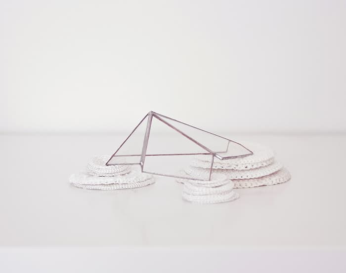 roof_no.10_glass, copper tape, lead, knitting coaster_various dimension_2018