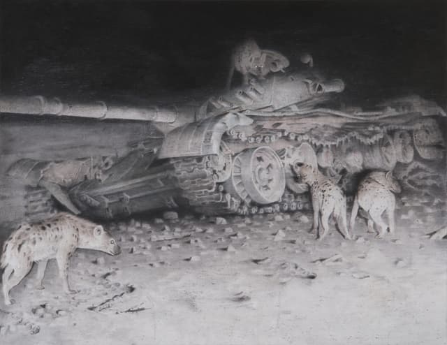  오세경, 사냥2 Hunt2, 80x116cm, Acrylic on Korean Paper(Hanji), 2013